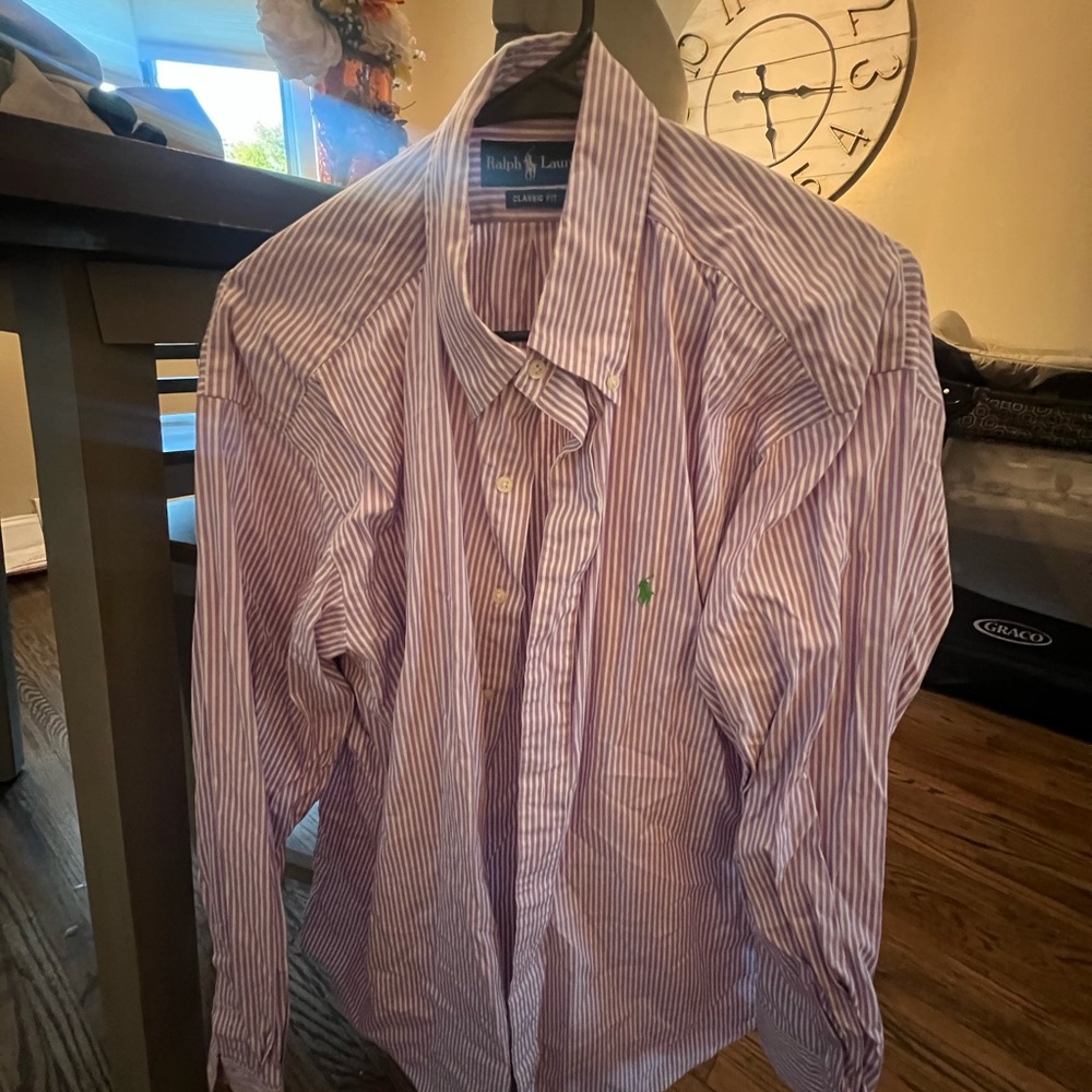 Barley worn Polo RL purple dress shirt. Size XL.